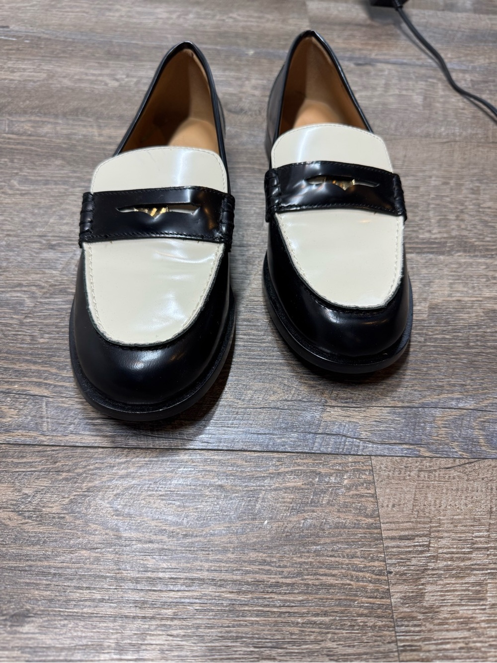 Madewell Black and White Leather Women's Penny Loafers - Picture 13 of 15
